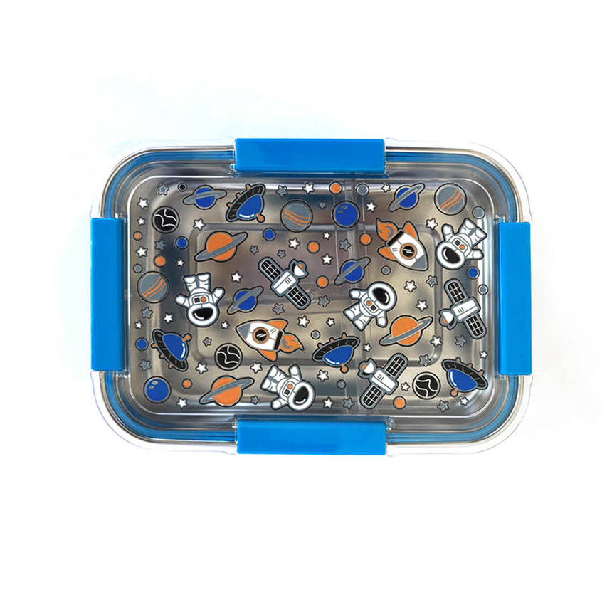 Stainless Steel 3-Compartment Lunch Box - Dino & Astronaut - BPA-Free Astronaut