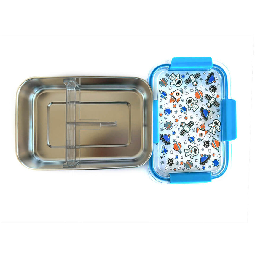 Stainless Steel 3-Compartment Lunch Box - Dino & Astronaut - BPA-Free