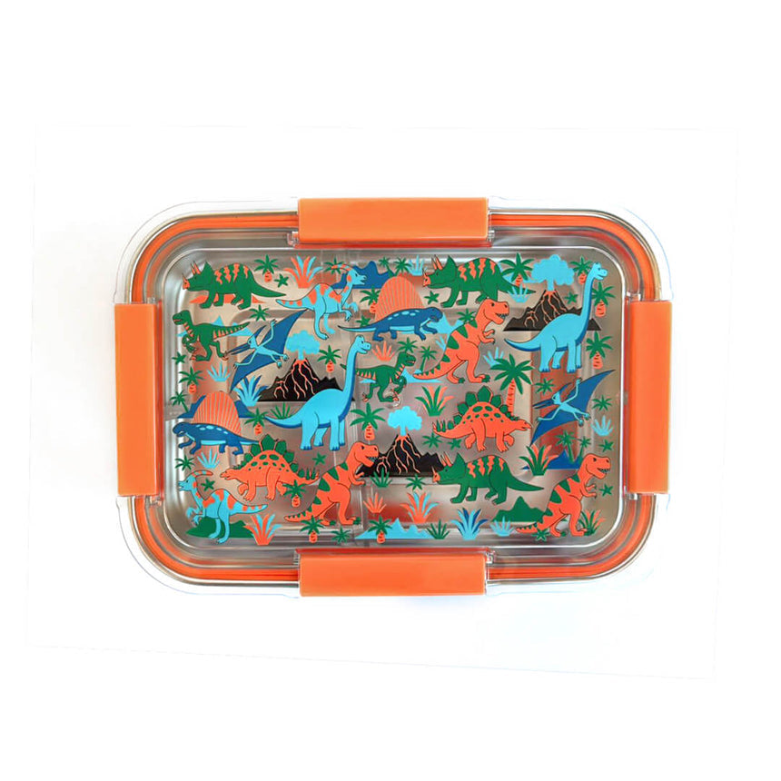 Stainless Steel 3-Compartment Lunch Box - Dino & Astronaut - BPA-Free