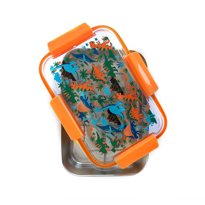 Stainless Steel 3-Compartment Lunch Box - Dino & Astronaut - BPA-Free