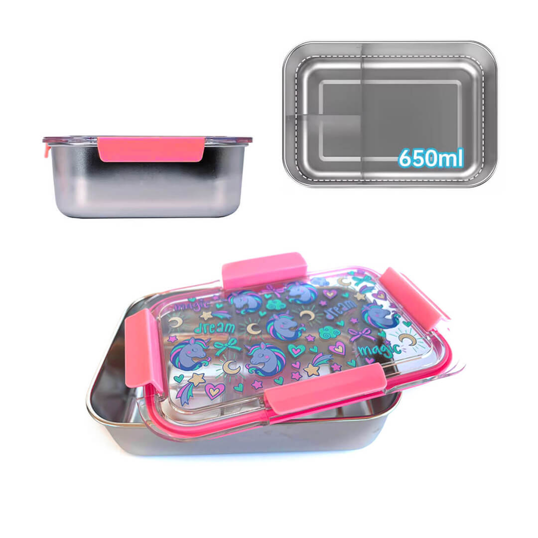 Girls Stainless 3-Compartment Lunch Box