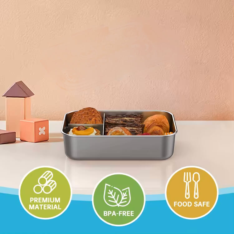 Stainless Steel 3-Compartment Lunch Box - Dino & Astronaut - BPA-Free