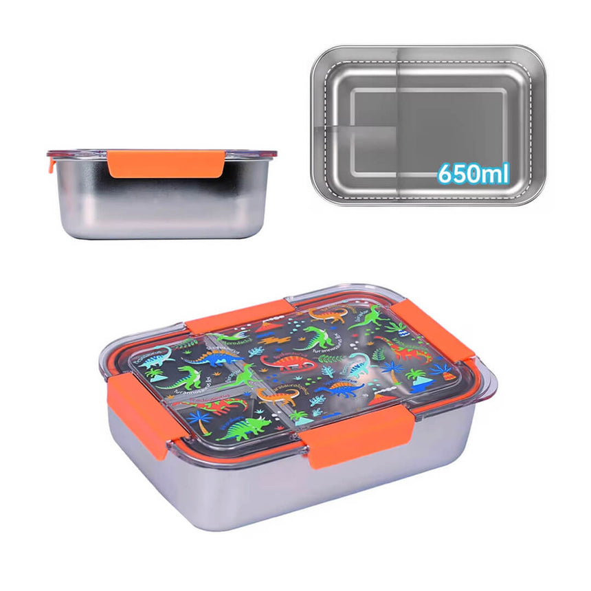Dinosaur Stainless 3-Compartment Lunch Box 650 ml