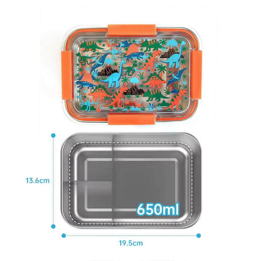 Dinosaur Stainless 3-Compartment Lunch Box 650 ml