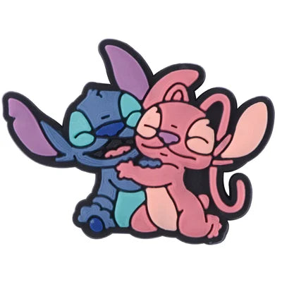 Stitch and Angel Croc Charms Hugging