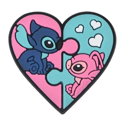 Stitch and Angel Love Croc Charm Heart Shaped Puzzle