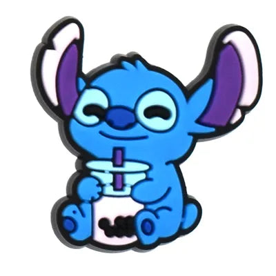Lilo and Stitch Croc Charms Stitch Drinking Bubble Tea Happily