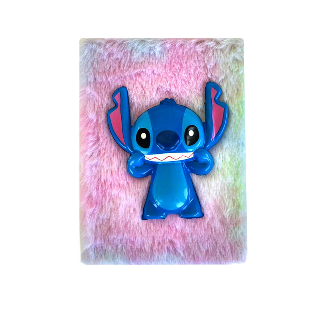 STITCH Rainbow Soft Fur Squishy Notebook - Playful & Cute Diary