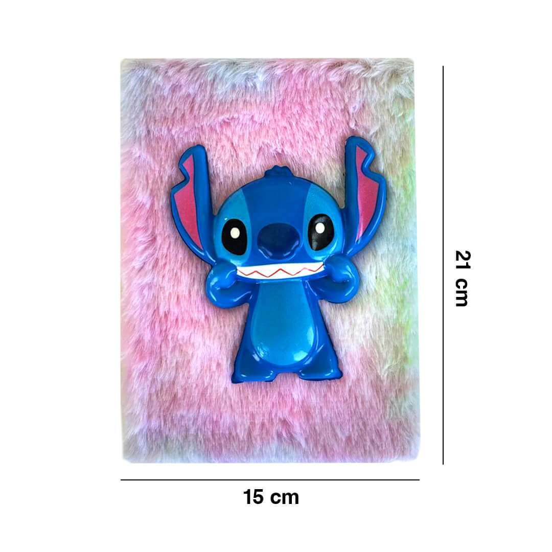 STITCH Rainbow Soft Fur Squishy Notebook - Playful & Cute Diary