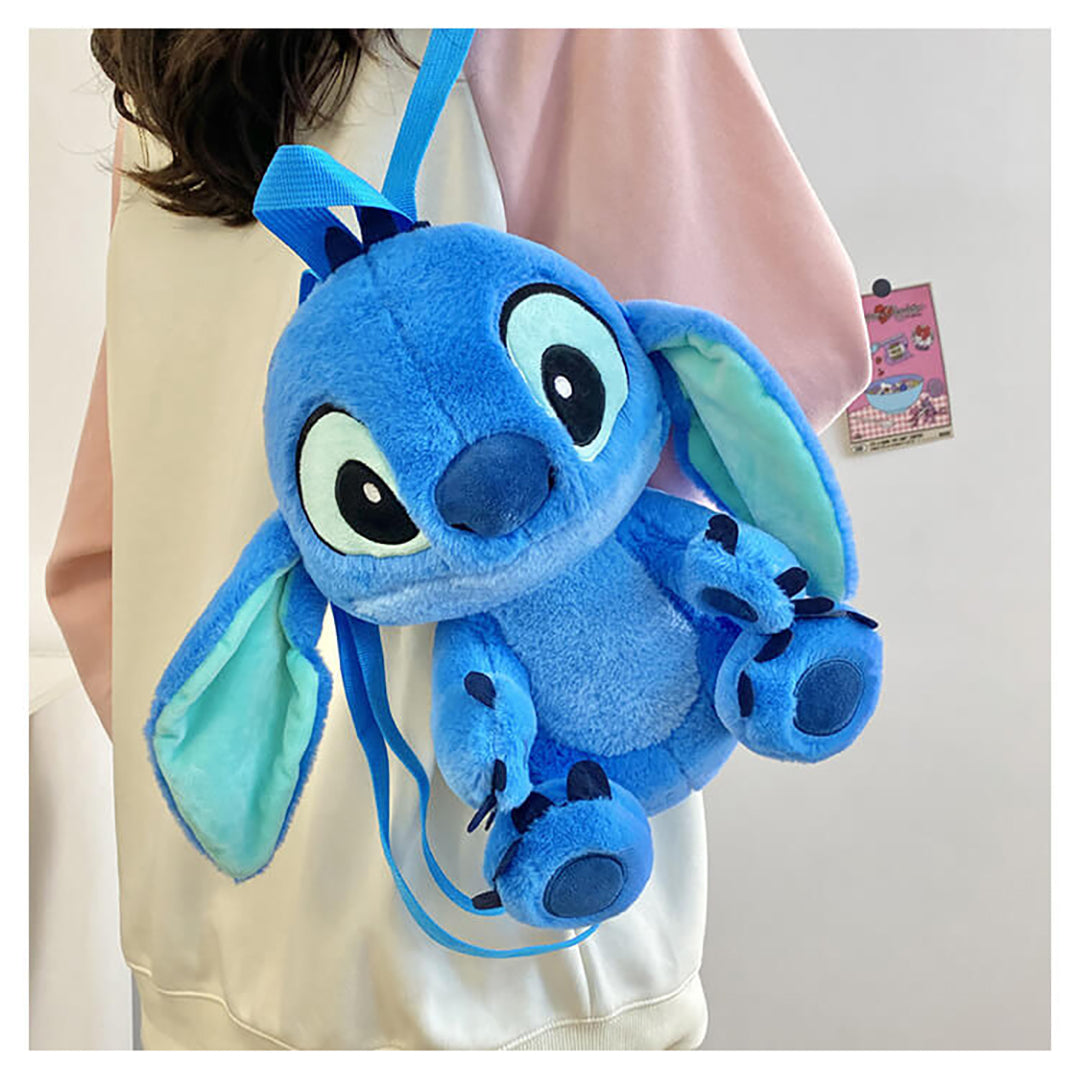 Cute Stitch & Angel Plush Backpack Blue Stitch
