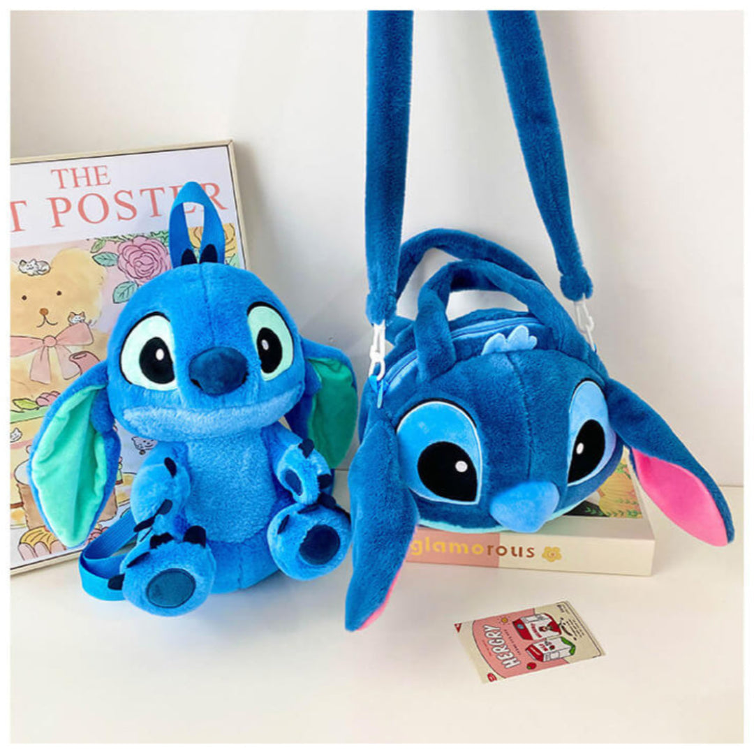 Blue Stitch and Pink Angel Plush Shoulder Bag