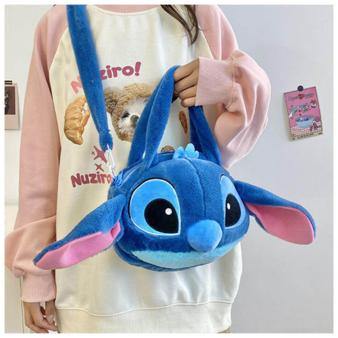 Blue Stitch and Pink Angel Plush Shoulder Bag