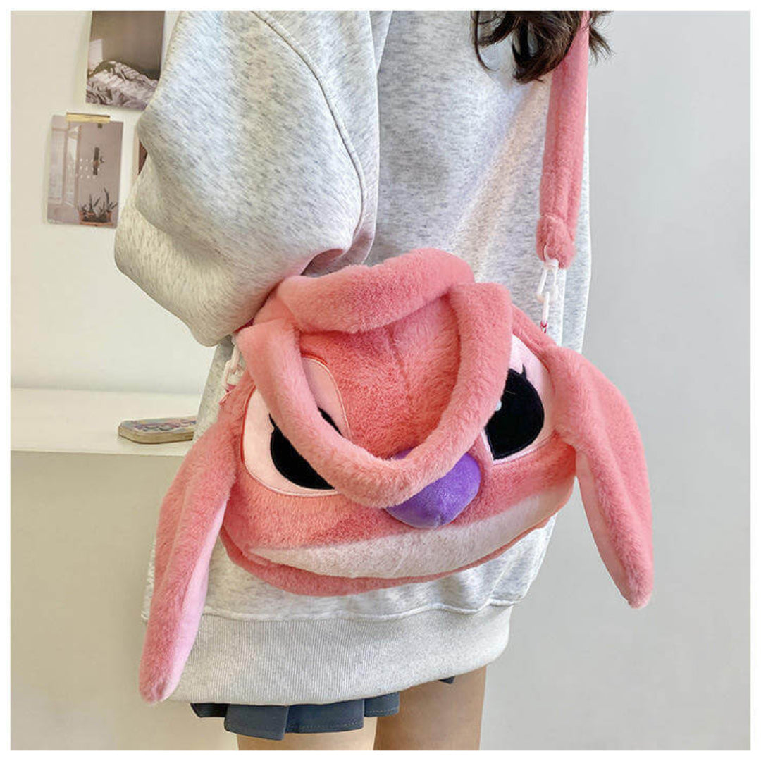 Blue Stitch and Pink Angel Plush Shoulder Bag