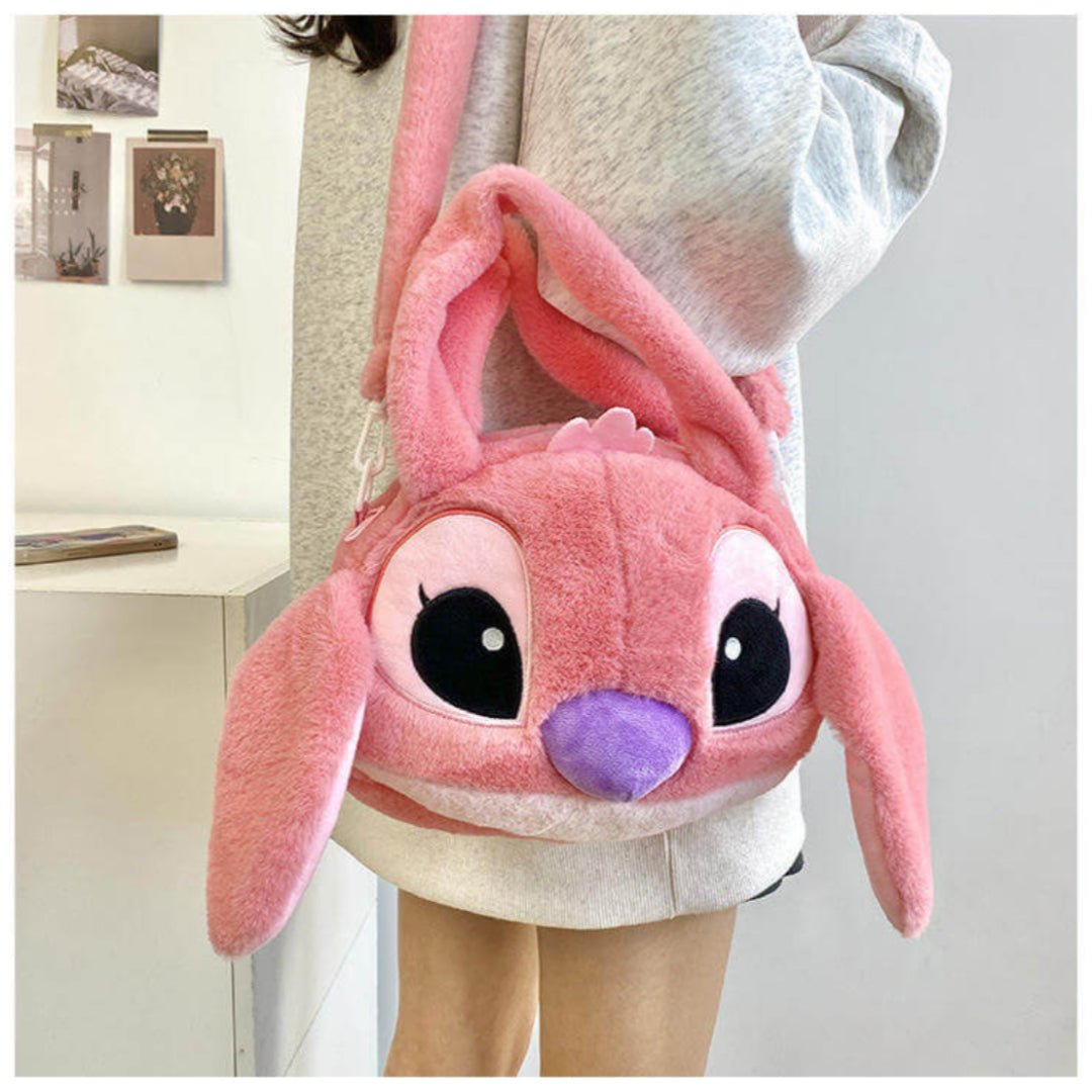 Blue Stitch and Pink Angel Plush Shoulder Bag Angel Pink