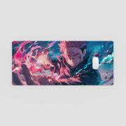 Anime-style character on a mouse pad with vibrant colors