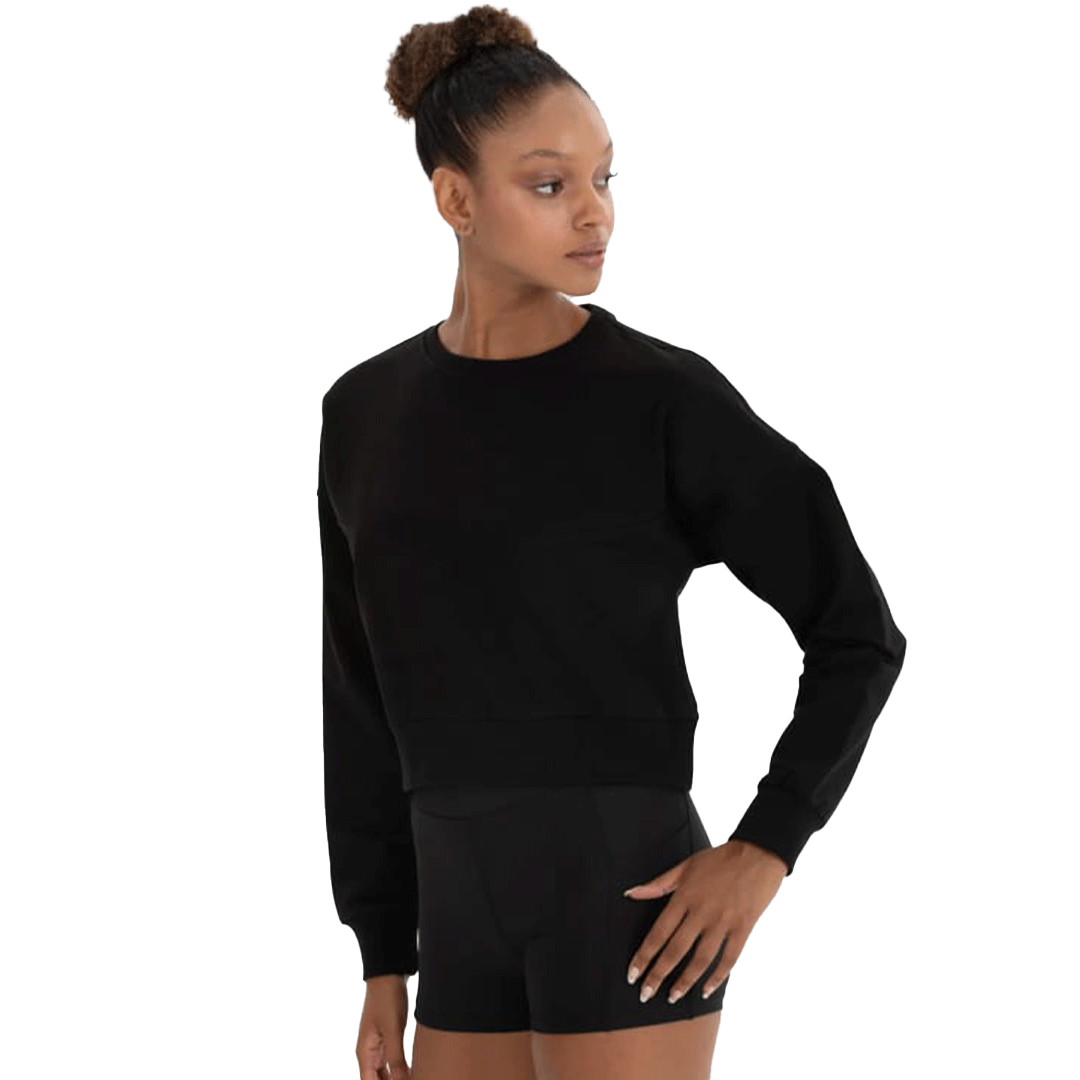 Oversized Crop Crew Neck Black