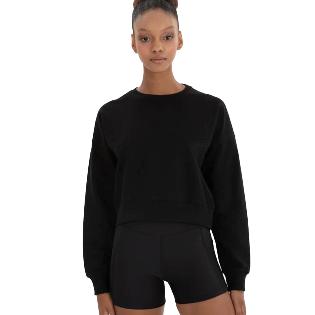 Oversized Crop Crew Neck Black