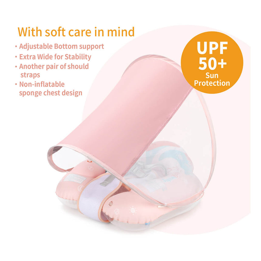 Baby summer float with sunshade protection, flamnigo design