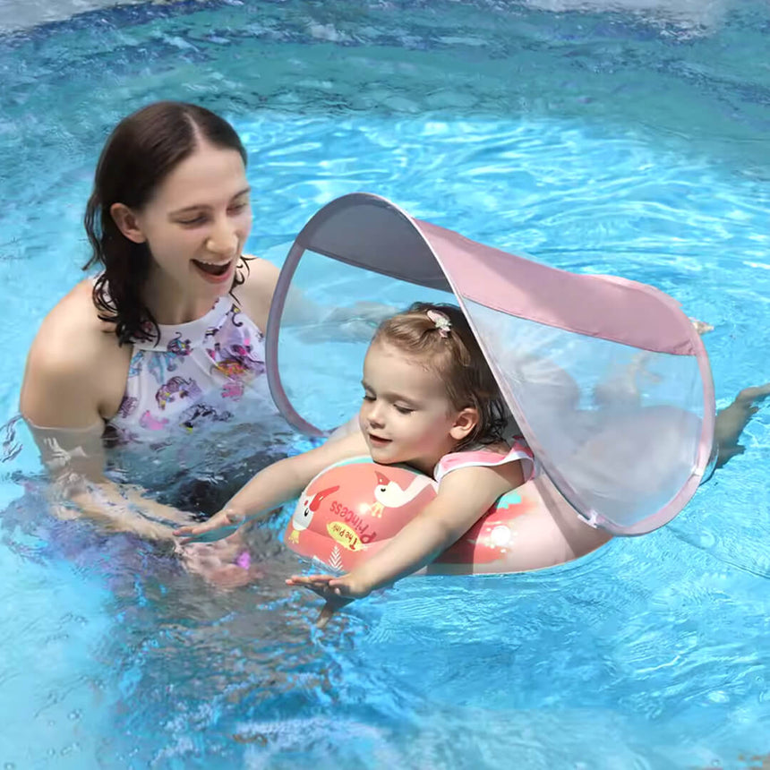 Swimbobo Inflatable baby float flamingo design with sun protection