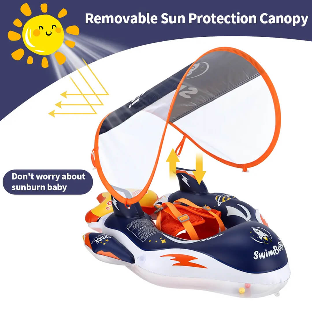 Baby swim ring with removable sunshade for sun protection