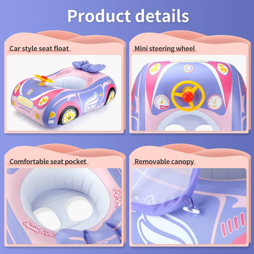 Inflatable baby car float for pool or beach