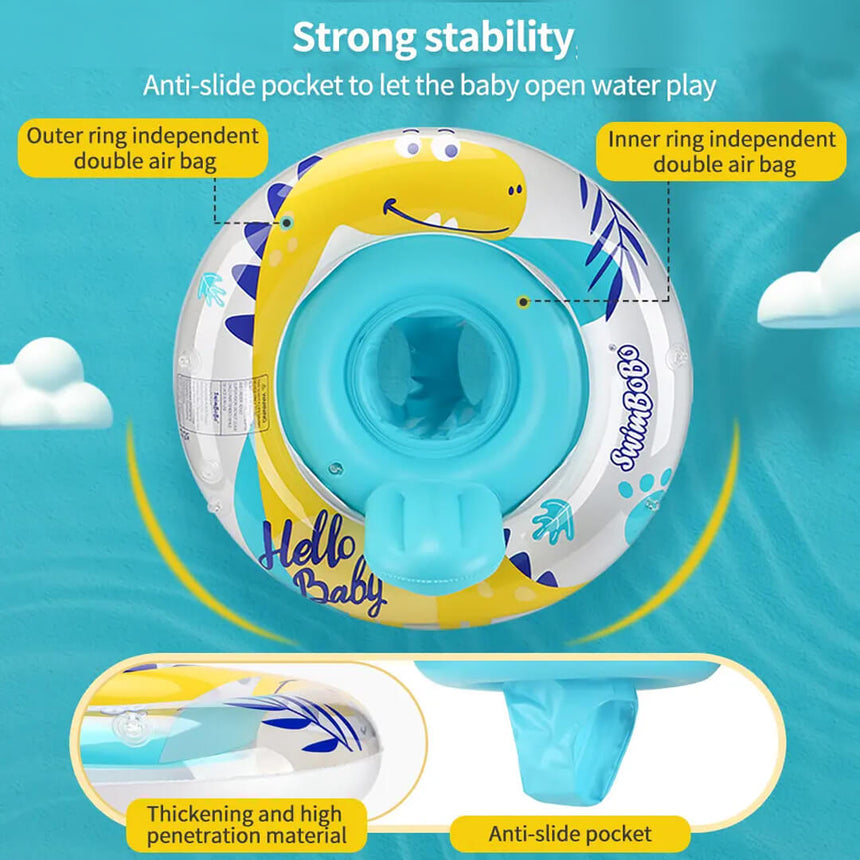 Infant swim float with removable UV-protective canopy