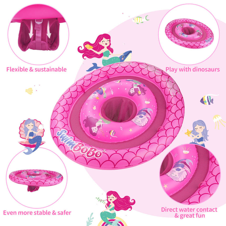 Safe baby float with canopy for sun protection