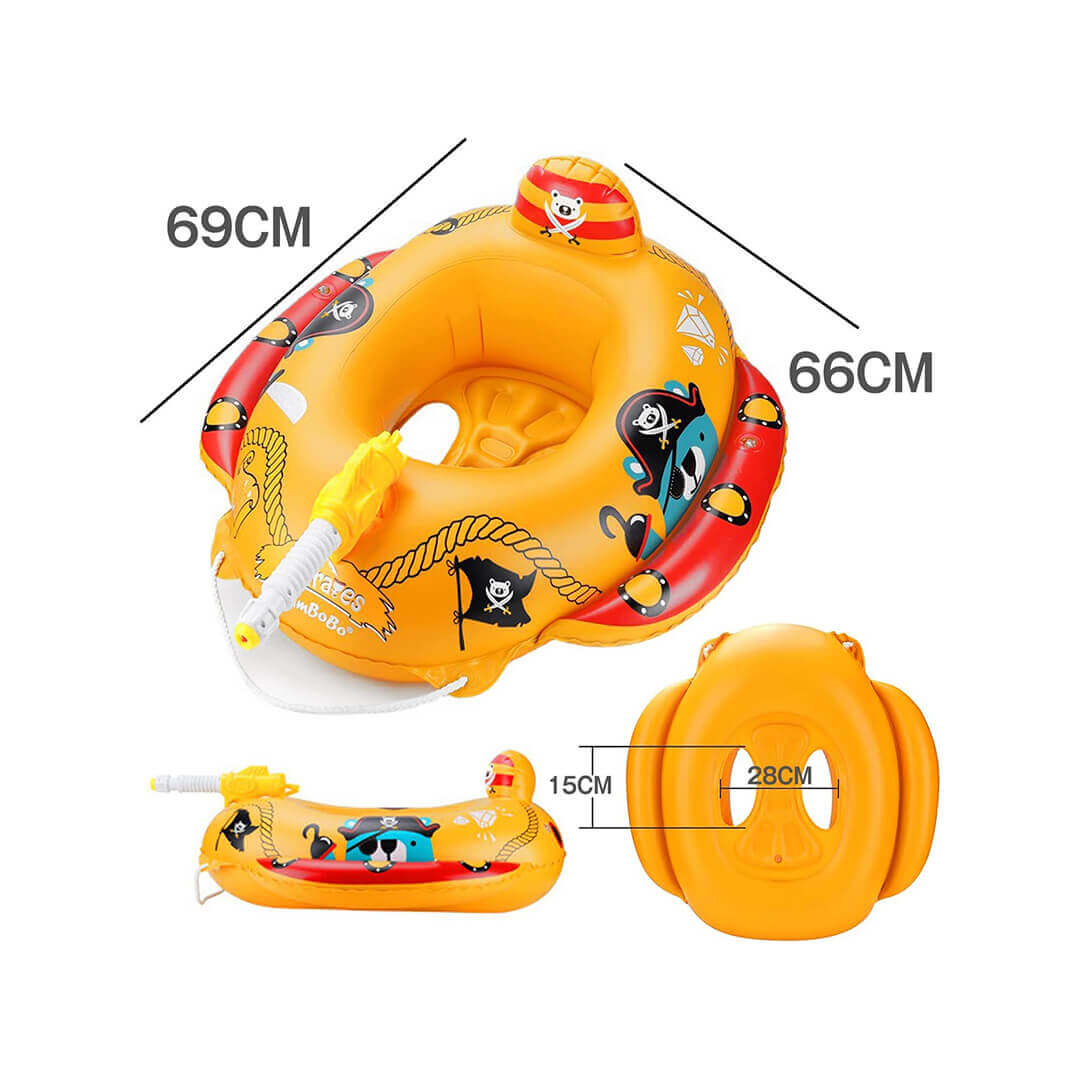 Swimbobo swim ring with fun water sprayer attachment.