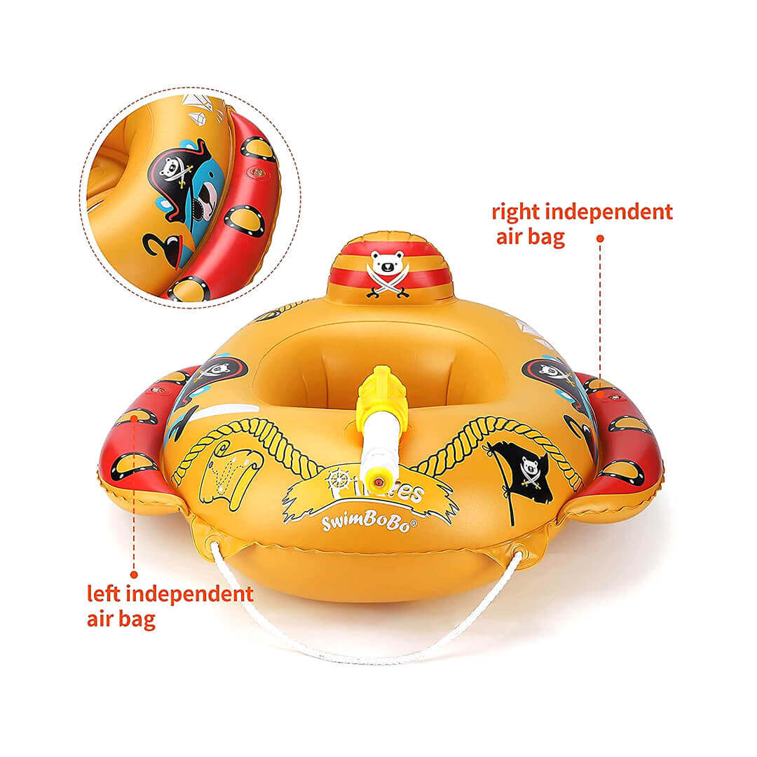 The Swimbobo pirate-themed inflatable float for pool adventures.