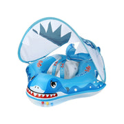 Shark baby swim float with sun shade canopy