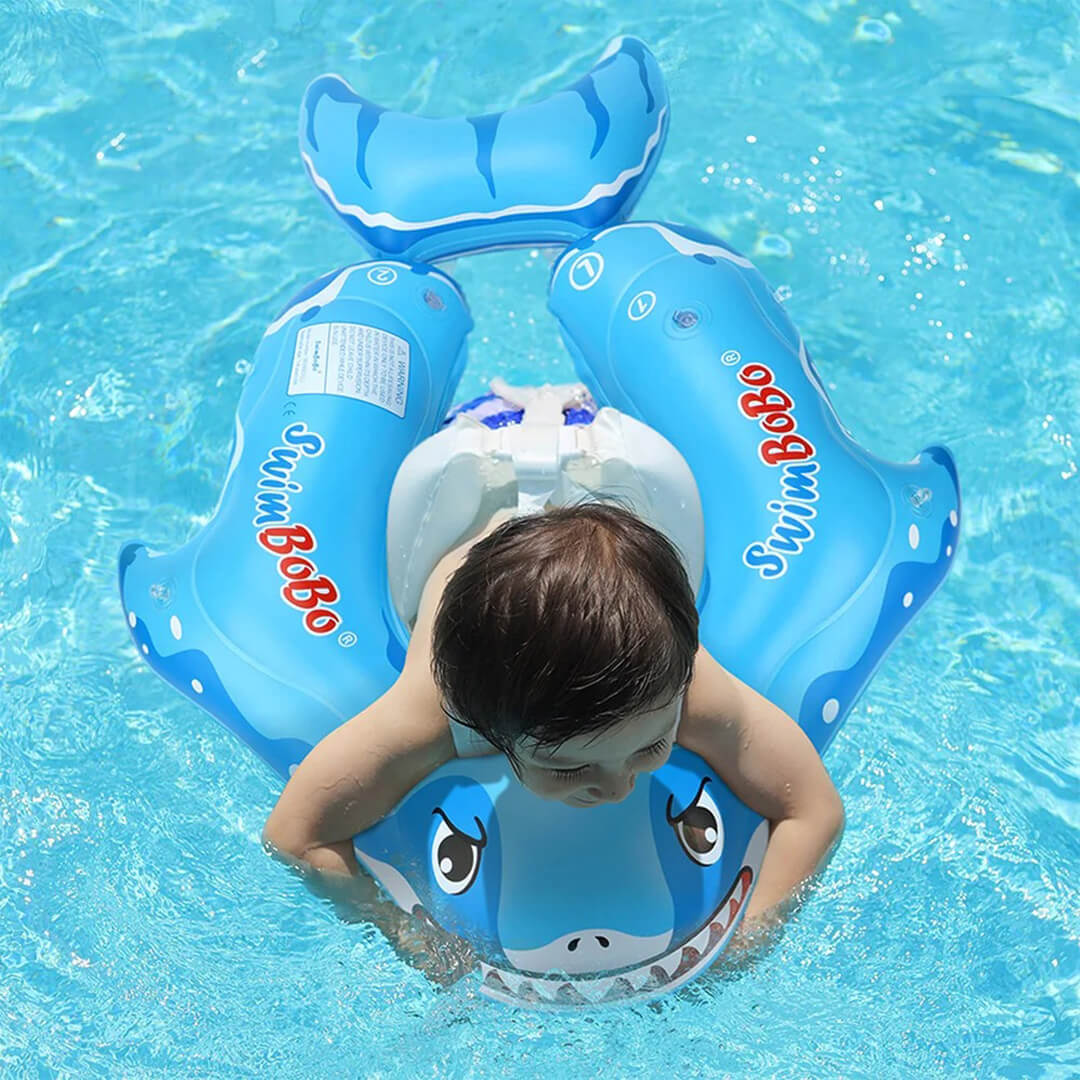 Swimbobo shark inflatable float with shoulder strap