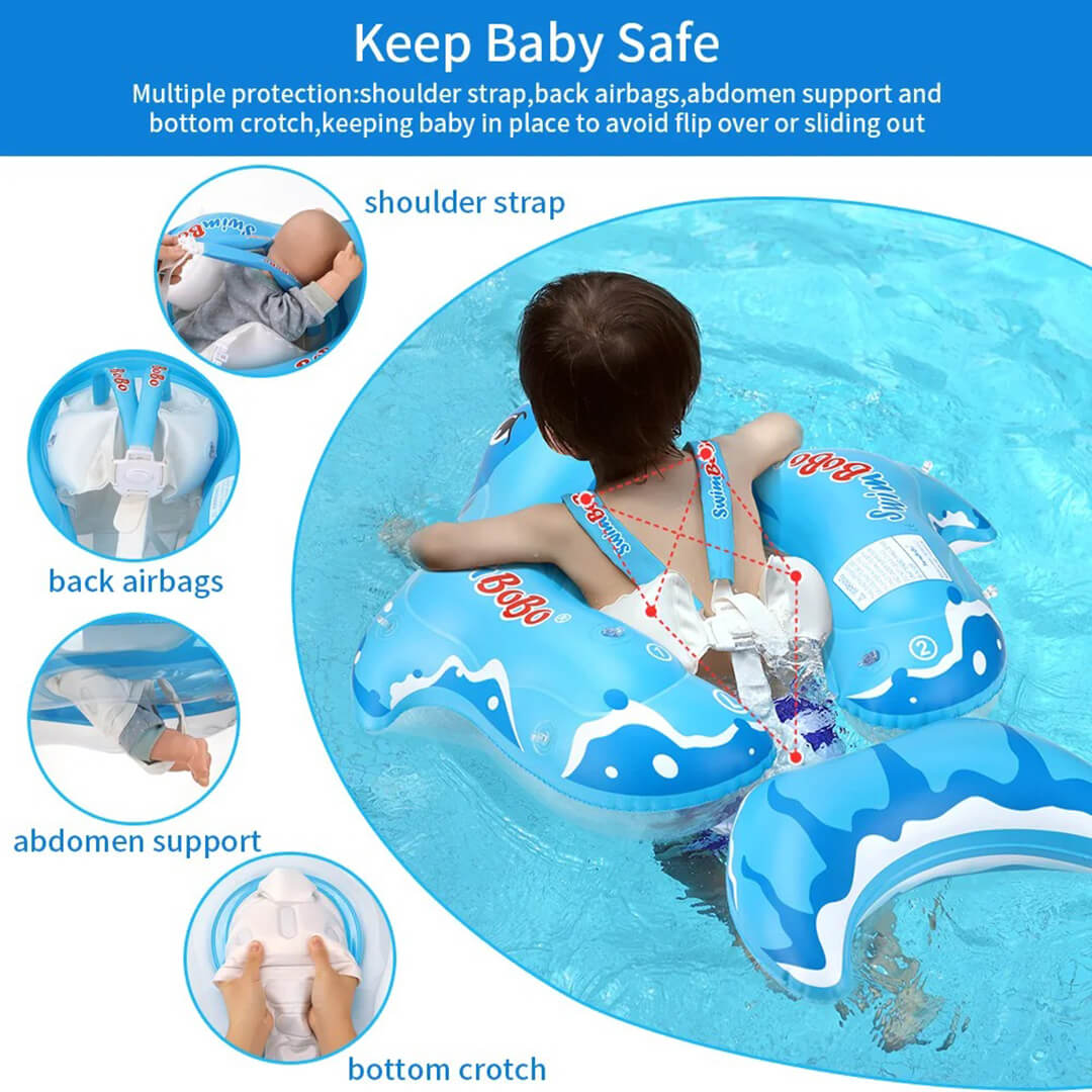 Shark-themed inflatable baby swimming float, up to 18kg