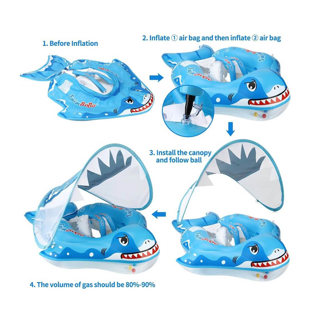 Inflatable baby swimming float, instructions how to inflate