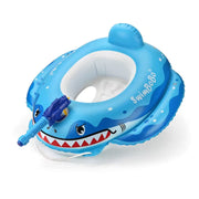 Swimbobo shark inflatable float with detachable water sprayer for toddlers.