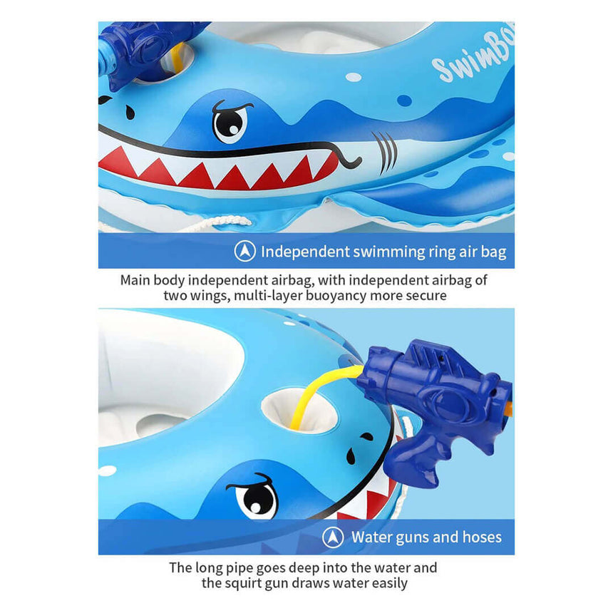 Swimbobo shark inflatable float suitable for children up to 20 kg.