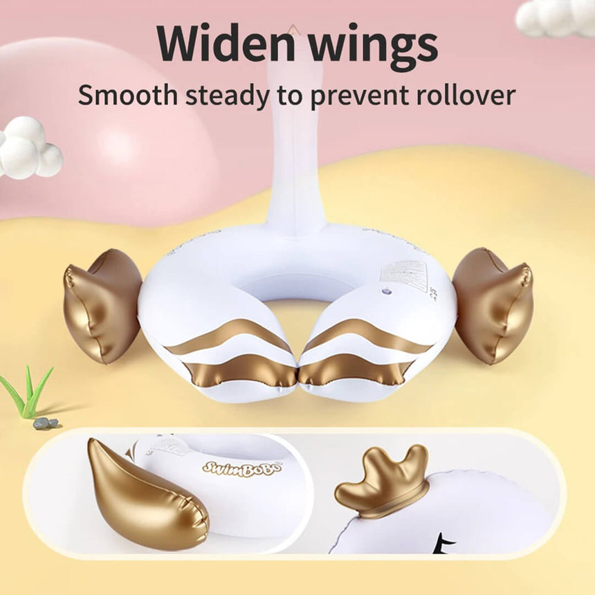 Portable white swan inflatable float for kids