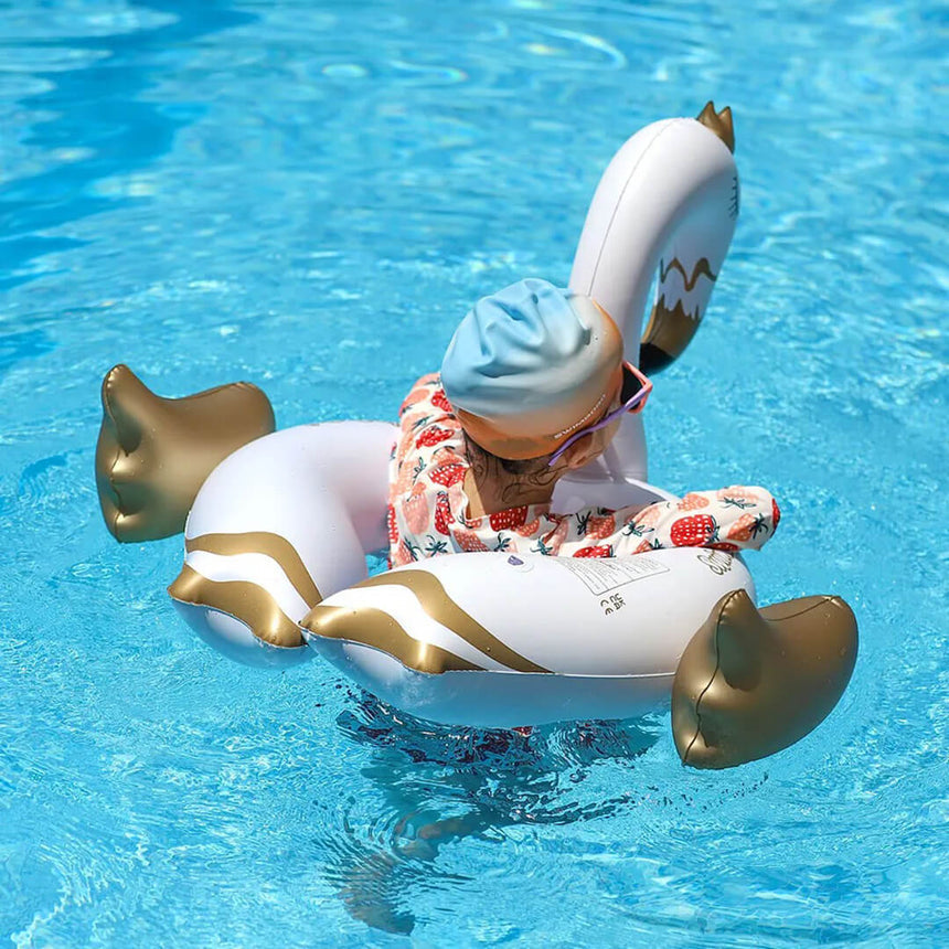 White swan baby seat float with secure seating