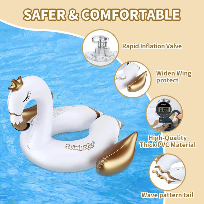 Inflatable white swan float for children up to 30kg
