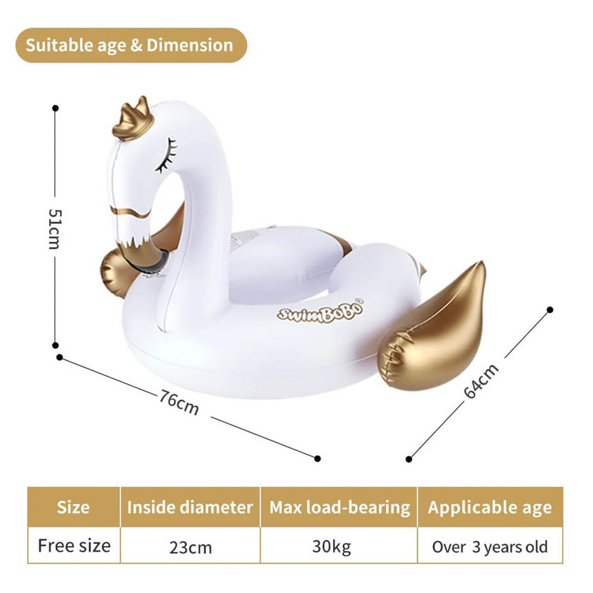 Kids inflatable swan seat float for pool and beach