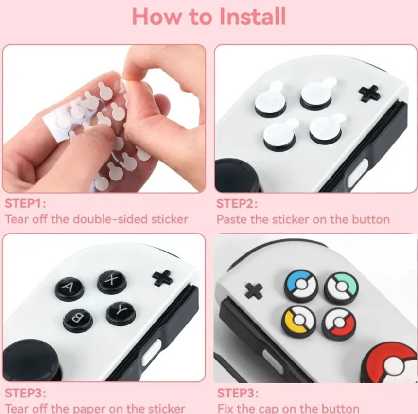 Guide how to stick the Grip Caps on the Nintendo Switch