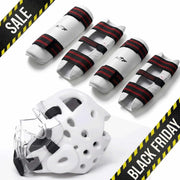 Taekwondo Helmet with Plastic Protection Arm Shin Pads