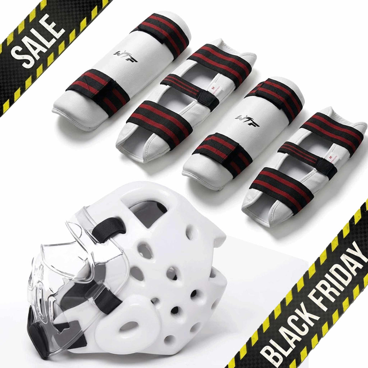 Taekwondo Helmet with Plastic Protection Arm Shin Pads