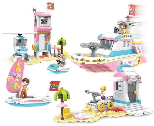 3 in 1 Building Bricks Set, Girls Beach Trip, 351 Pieces