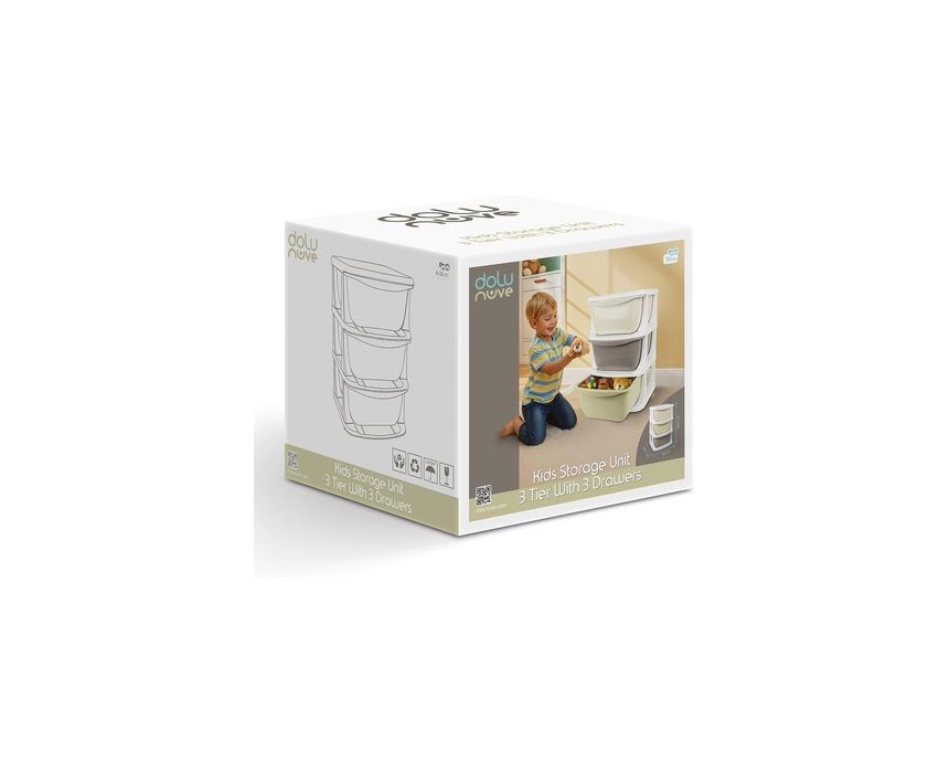 Dolu Kids 3 Tier Storage Unit with Drawers