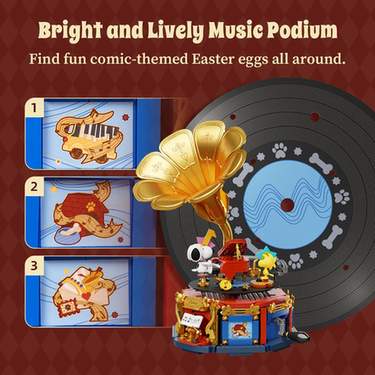 Peanuts Phonograph Building Bricks Set
