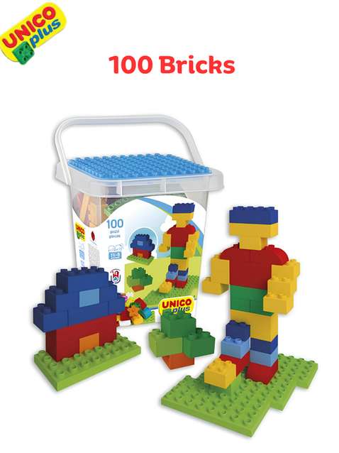 Androni Unico Plus Bricks in Bucket, 100 Pieces