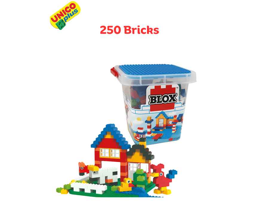 Androni Unico Plus Bricks in Bucket, 250 Pieces