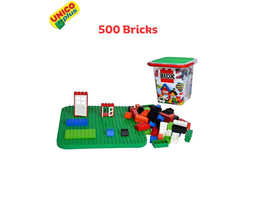 Androni Unico Plus Maxi Bricks in Basket, 500 Pieces
