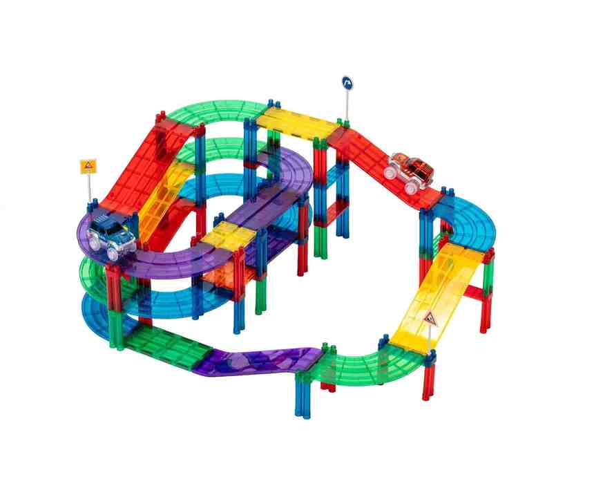 Magnetic Tiles Car Building Set, 52 Pieces