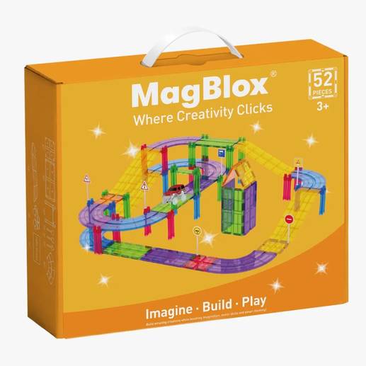 Magnetic Tiles Car Building Set, 52 Pieces
